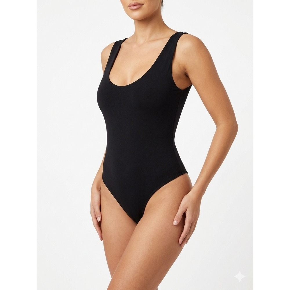 Pink Lily Bodysuit Black Sleeveless Scoop Neck MA1076 - Medium